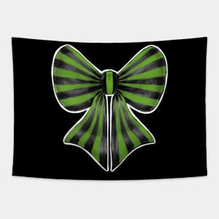 Black and Green Stripy Bow Tapestry