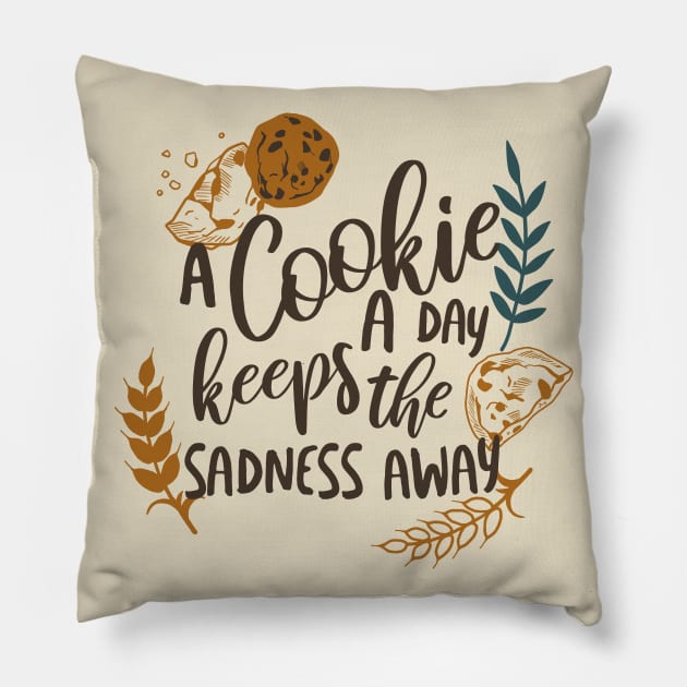 A Cookie a Day Keeps the Sadness Away White Ver Pillow by FlinArt