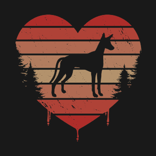 Cute Red Vintage Heart Ibizan Hound Valentine Day Love Gift Idea T-Shirt