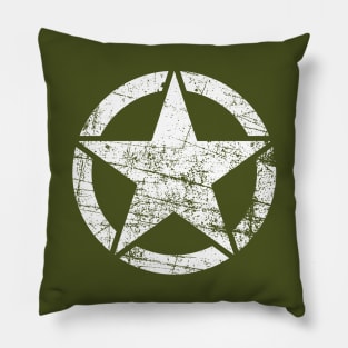 Vintage Army Star • Classic Retro USA Military Distressed Logo Pillow