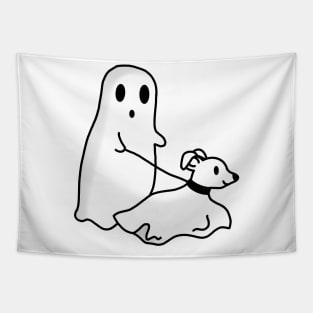 Cartoon Ghost Walking Ghost Dog Tapestry