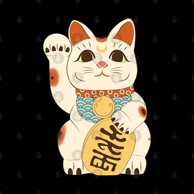 Lucky Moon Cat Maneki Neko by CrystalClods