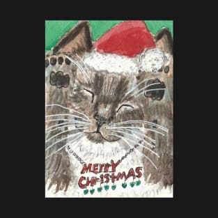 Siamese kitten cat Merry Christmas T-Shirt