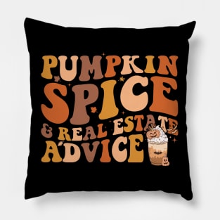 Pumpkin Spice And Real Estate Advice Funny Real Estate Agent Halloween Fall Pillow