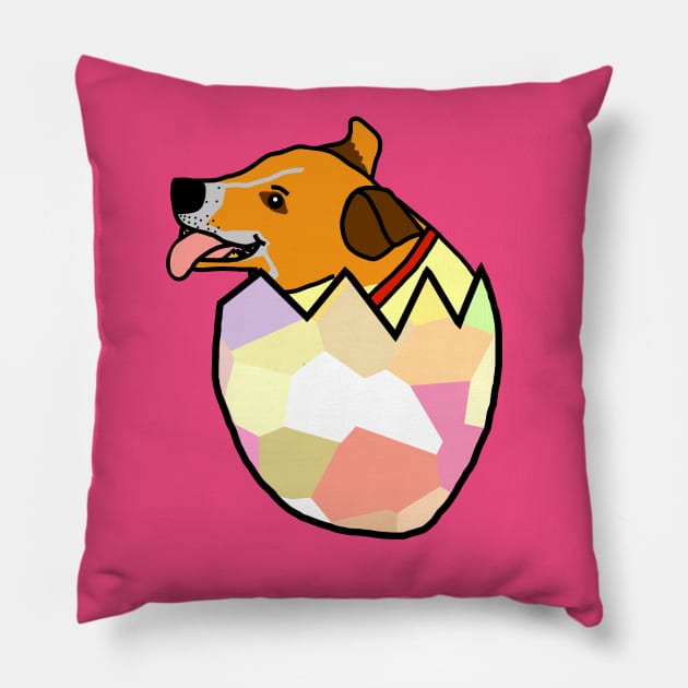 Jack Russell Hatches from Easter Egg Pillow by ellenhenryart