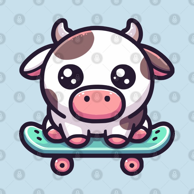 cow on a Skateboard by Mey Designs