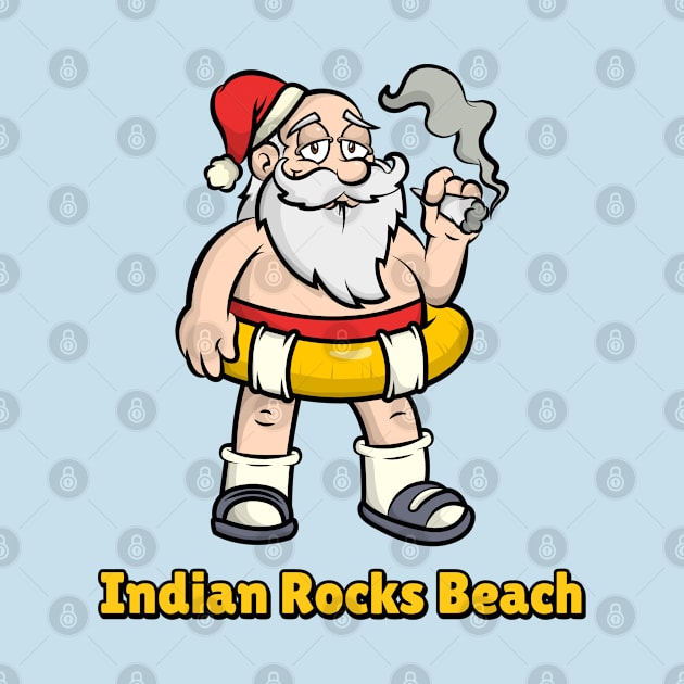 Indian Rocks Beach Funny Lazy and Naked Santa Clause Smoking a Joint with a Swim Tube Around Him, Funny Christmas Gift by AbsurdStore