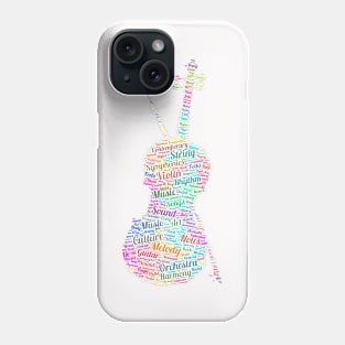 Violin Orchestra Silhouette Shape Text Word Cloud Phone Case