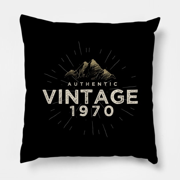 Authentic Vintage 1970 Birthday Design Pillow by DanielLiamGill