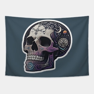 Beautiful moon skull with planets Tapestry