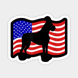 Boxer Dog American Flag Vintage Retro Magnet