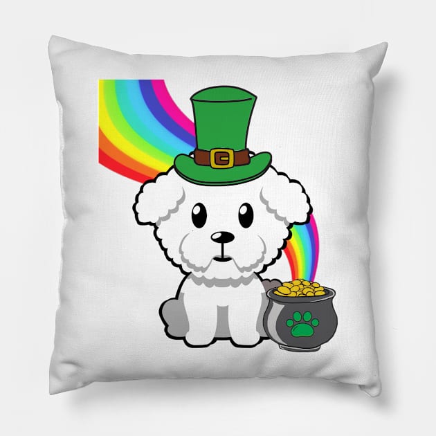 Cute furry dog is a leprechaun Pillow by Pet Station