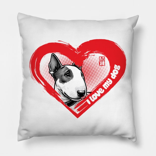 I Love My Bull Terrier - Energetic dog - I Love my dog Pillow by ArtProjectShop