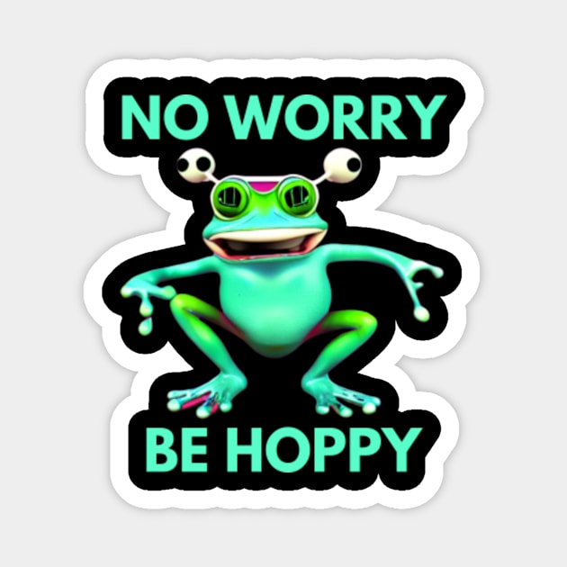 Frog No Worry Be Hoppy Magnet by divawaddle