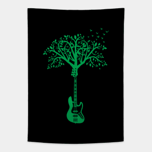 Bass Guitar Tree Green Tapestry