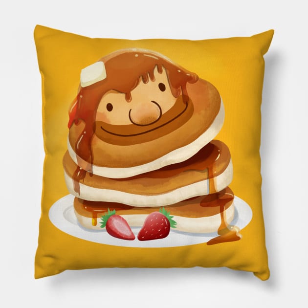 Pancake Smile Pillow by Art By Ridley