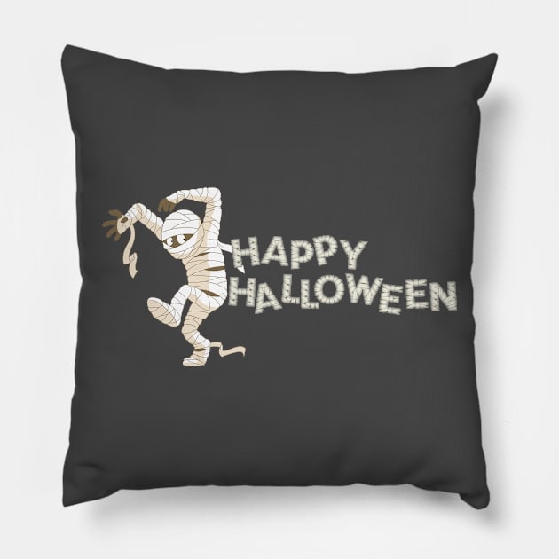 Mummy Scary and Spooky Happy Halloween Funny Graphic Pillow by SassySoClassy