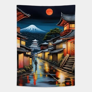 Blood Moon Rising Over Fuji Tapestry