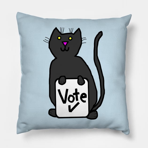 Cute Cat says Vote Pillow by ellenhenryart