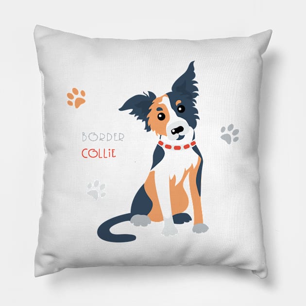 Border Collie Dog Pillow by kavalenkava