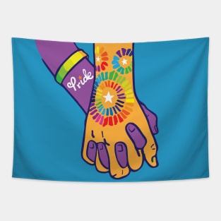 Pride Love Hands Holding Tapestry