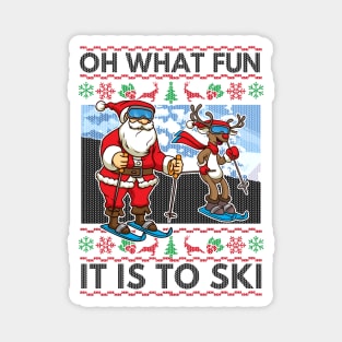 Skiing Ugly Christmas Sweater. Oh What Fun It Is To Ski. Magnet