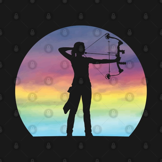 Archery Girl Retro Sunset Bow Hunting Archery Lover by MintedFresh