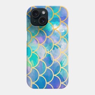 Mermaid Tail Scales Sea Blue Gold Phone Case