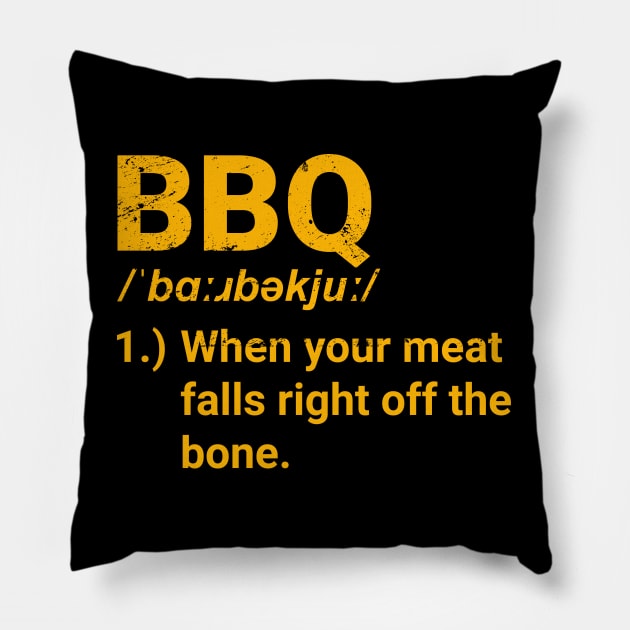 BBQ Definition Gift For Barbecue and Smoker Grilling Master Pillow by tobzz