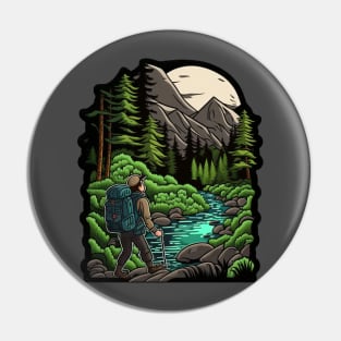 Hiking Cartoon Design - Buy and Plant a Tree Pin