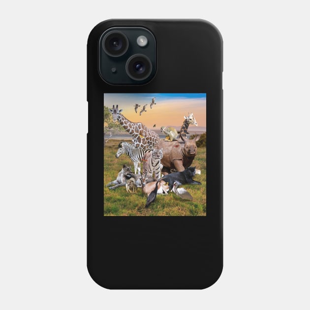 Desert African Animal Animals Group Scene Phone Case by Random Galaxy