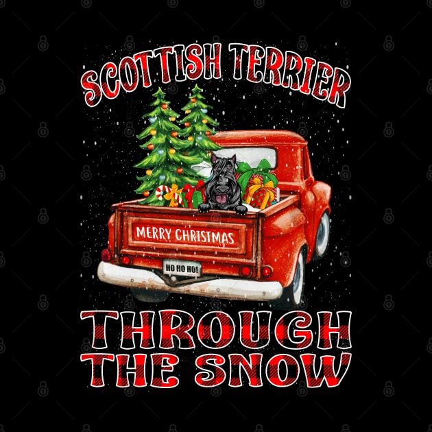 Christmas Scottish Terrier Through The Snow Dog Santa Truck Tree by intelus