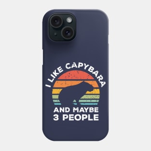 I Like Capybara and Maybe 3 People, Retro Vintage Sunset with Style Old Grainy Grunge Texture Phone Case