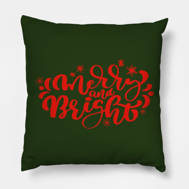 Christmas Merry and Bright Pillow by LadyAga