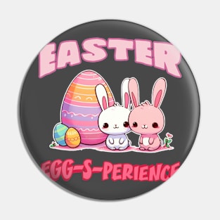 Easter Egg-s-perience: Whimsical Bunnies in Pink and White Pin