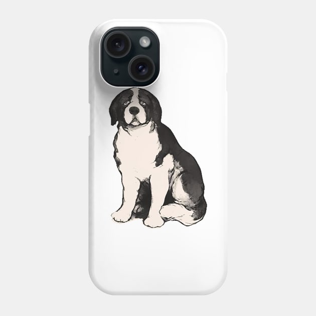 Vintage sad Saint Bernard dog Phone Case by Marccelus