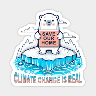 Polar Bear Climate Change Illustration Magnet