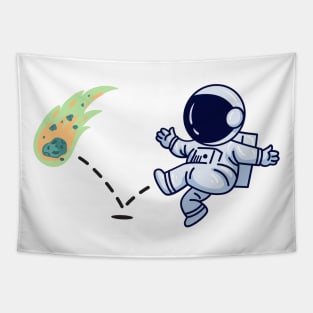 Astronaut plays Shooting Star Soccer Tapestry