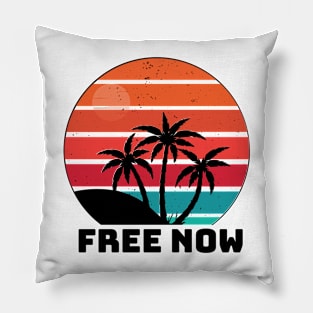 Free Now Tropical Sunset with Palm Trees Pillow