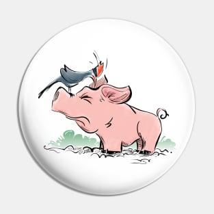 Woodpecker & Pig (Color Version) Pin