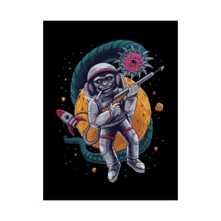 Astronaut Monkey With Gun T-Shirt