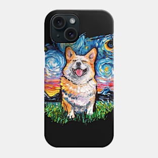 Smiling Corgi Night with border Phone Case