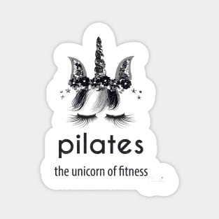 Pilates Unicorn of Fitness in Black White n Silver Magnet