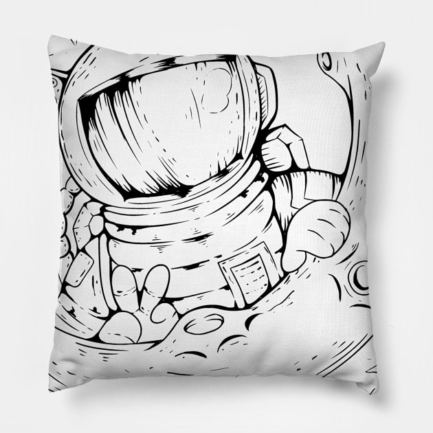 Happy astronaut Pillow by Dark_Ink