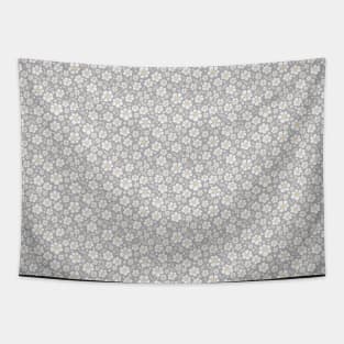 White flowers repeated pattern grey Tapestry