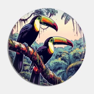 Striking Tropical Toucan Birds Pin