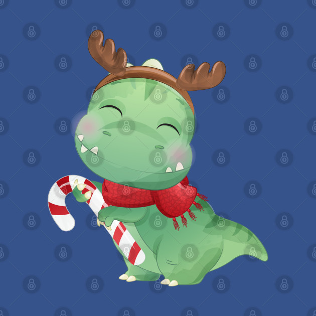 Disover Cute Christmas T Rex Dinosaur Holding Candy Cane - Christmas T Rex - T-Shirt