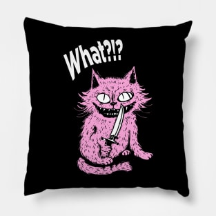 Cat With Knife What?!? Pillow