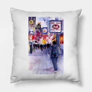 Nightime - Midtown NYC in the Winter Pillow