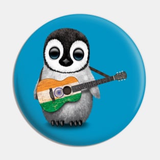 Baby Penguin Playing Indian Flag Guitar Pin